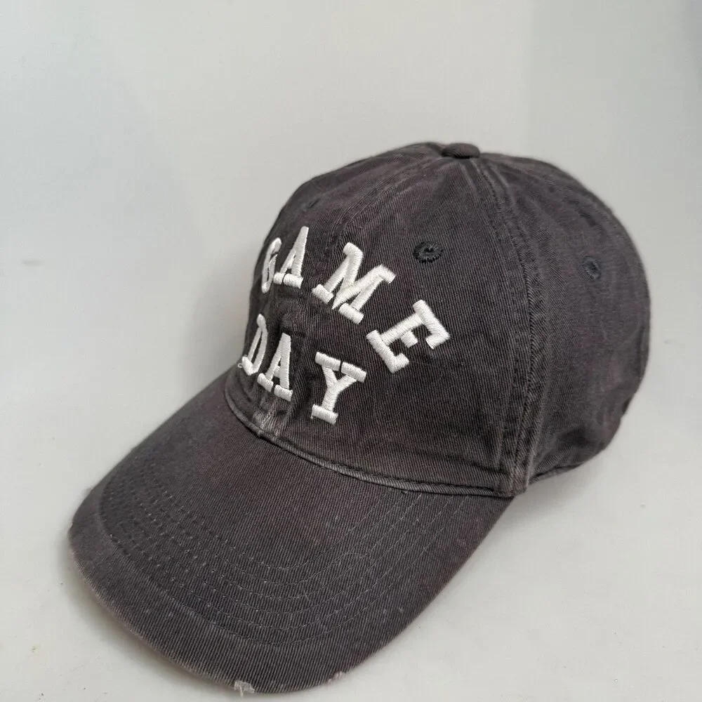 Game Day by Express Womens Hat Cap Strap-Back Charcoal Denim Cotton One-Size-